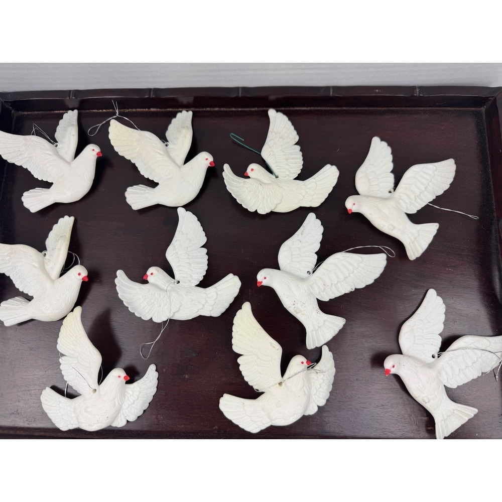Vintage Kurt Adler? White Dove Christmas Ornaments Set of 12 Peace Bird Wedding